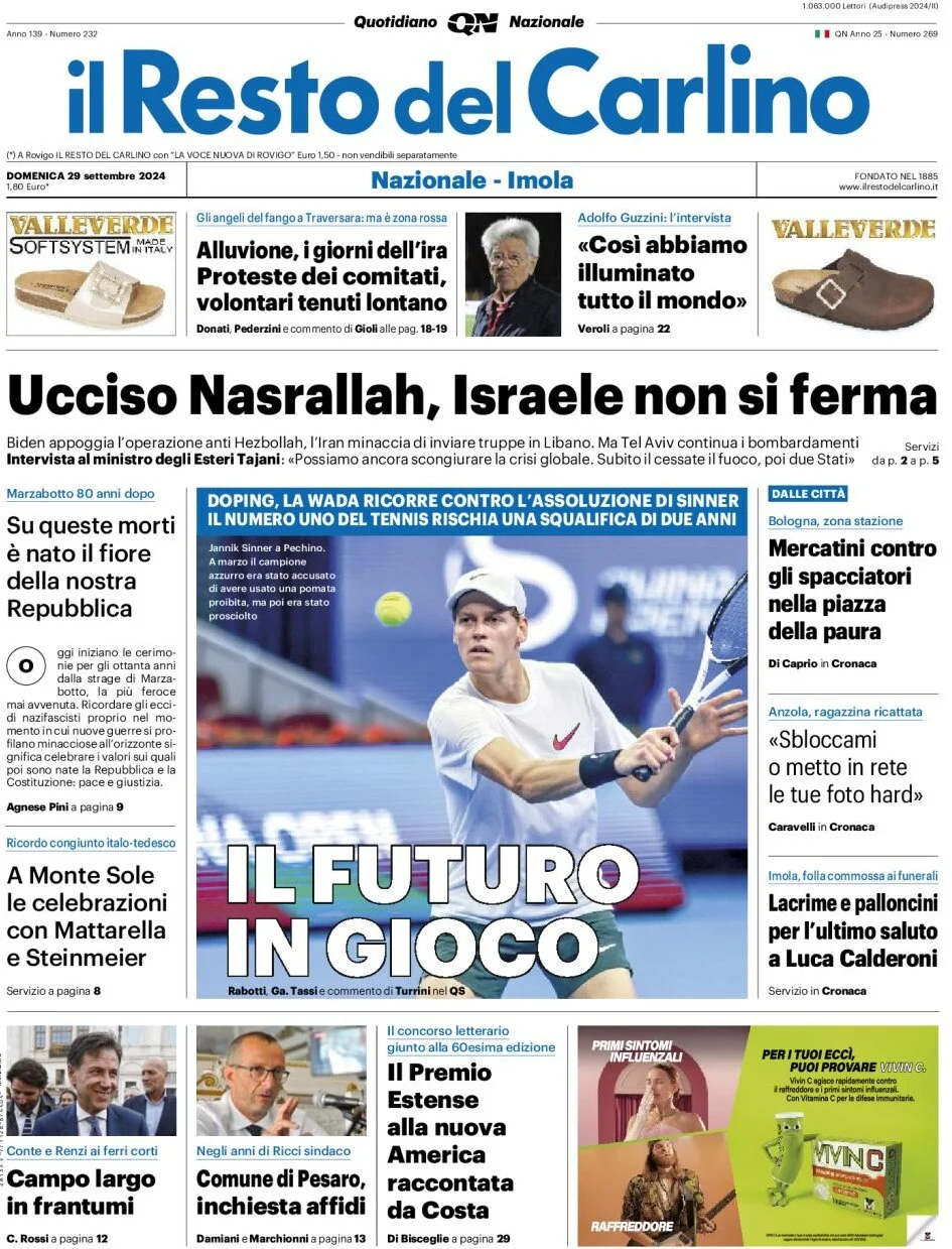 anteprima della prima pagina di il-resto-del-carlino del 29/09/2024