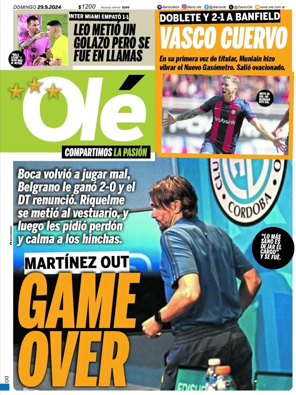 anteprima della prima pagina di ol del 29/09/2024