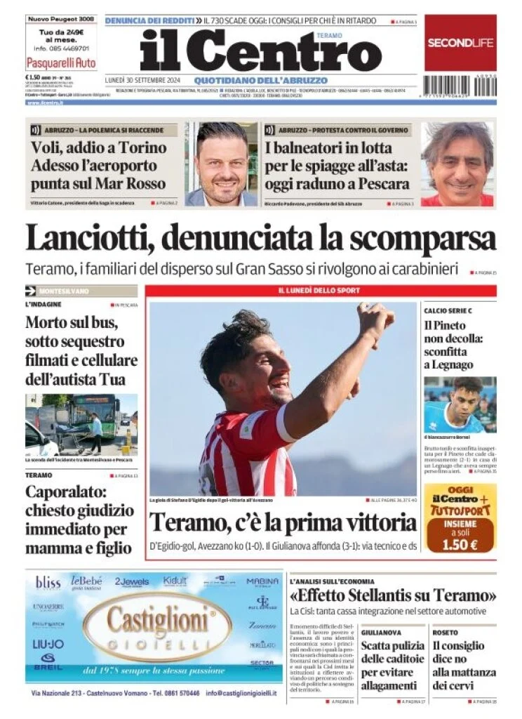 anteprima della prima pagina di il-centro-teramo del 30/09/2024