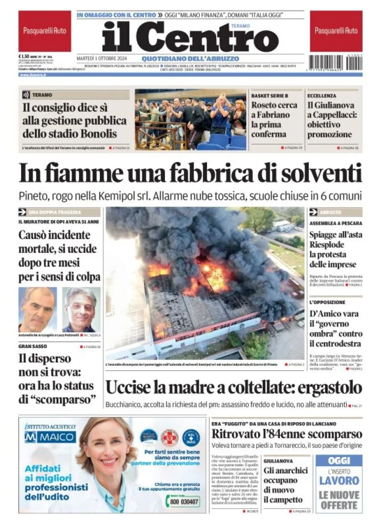 anteprima della prima pagina di il-centro-teramo del 01/10/2024