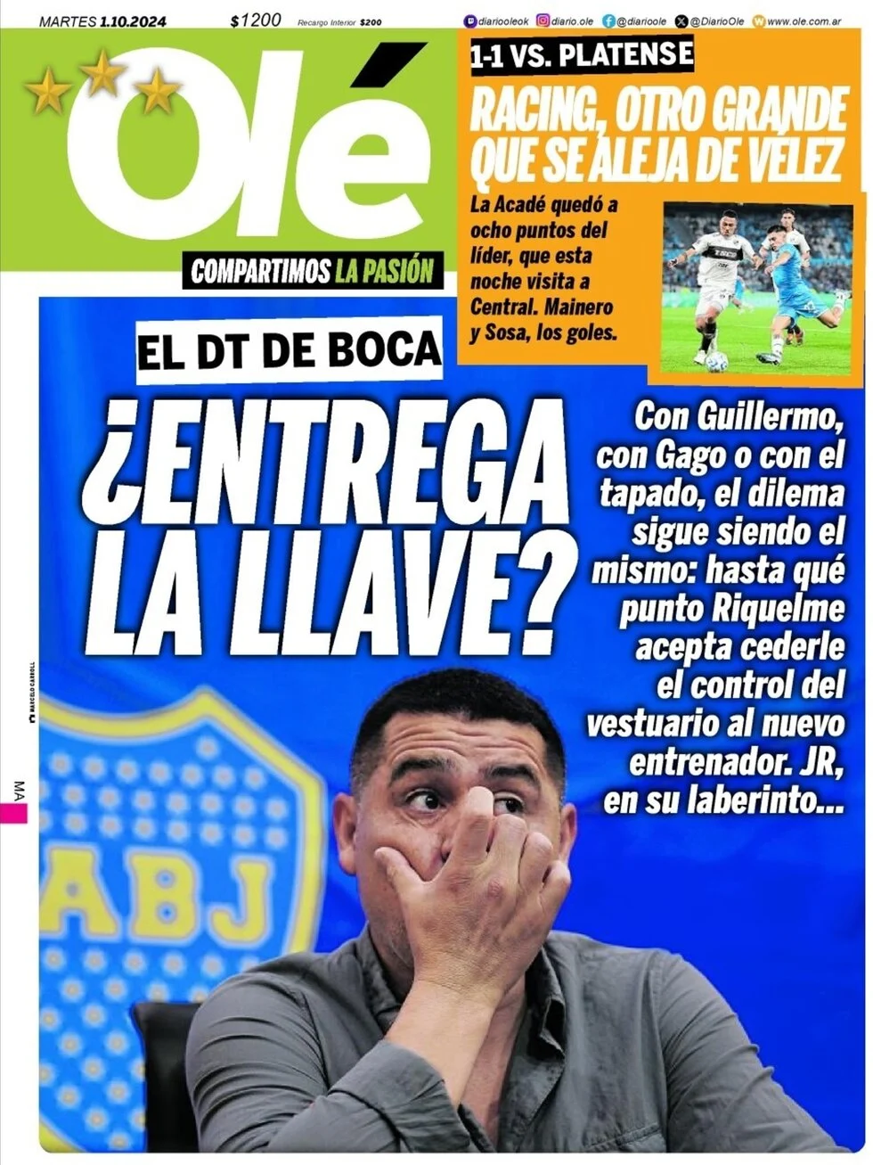 anteprima della prima pagina di ol del 01/10/2024