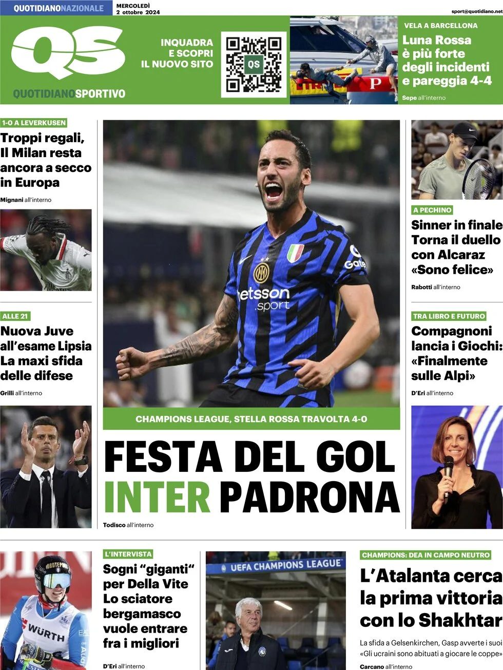 anteprima della prima pagina di qs-quotidiano-sportivo del 02/10/2024