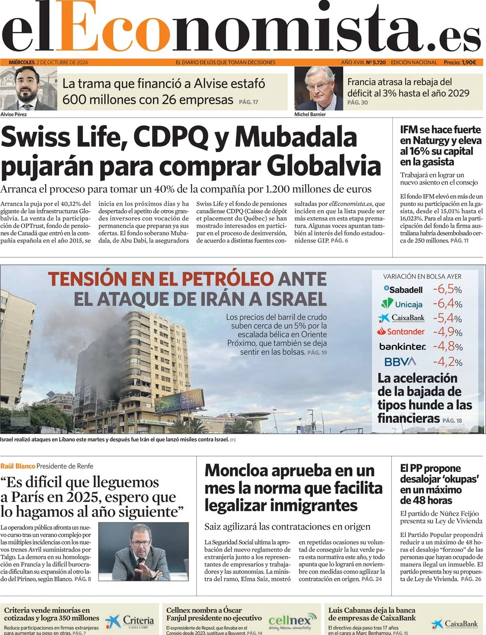 anteprima della prima pagina di el-economista del 02/10/2024