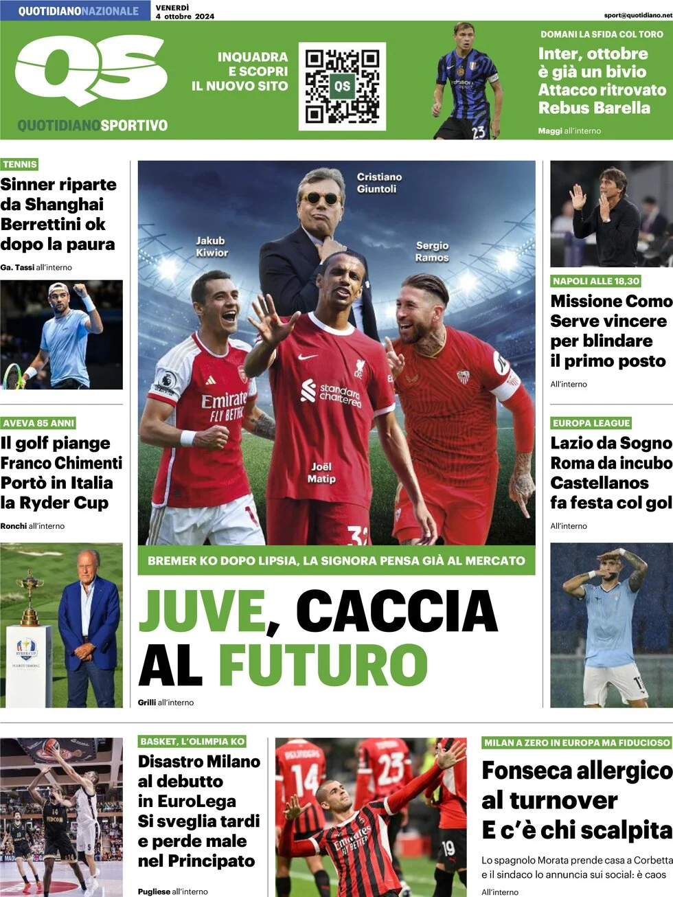 anteprima della prima pagina di qs-quotidiano-sportivo del 04/10/2024