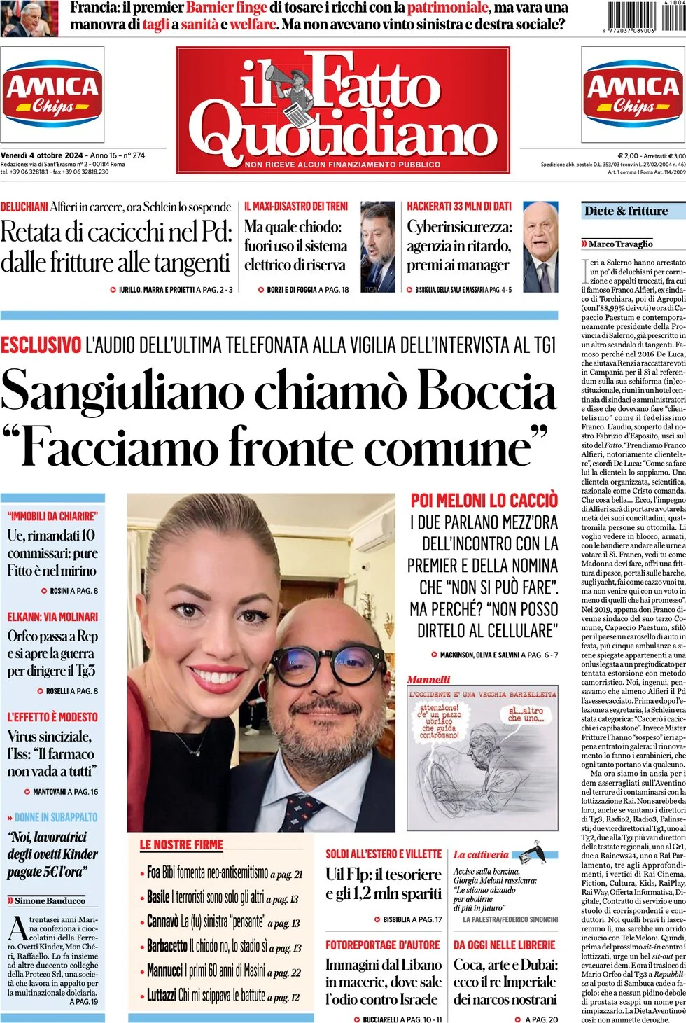 anteprima della prima pagina di il-fatto-quotidiano del 04/10/2024