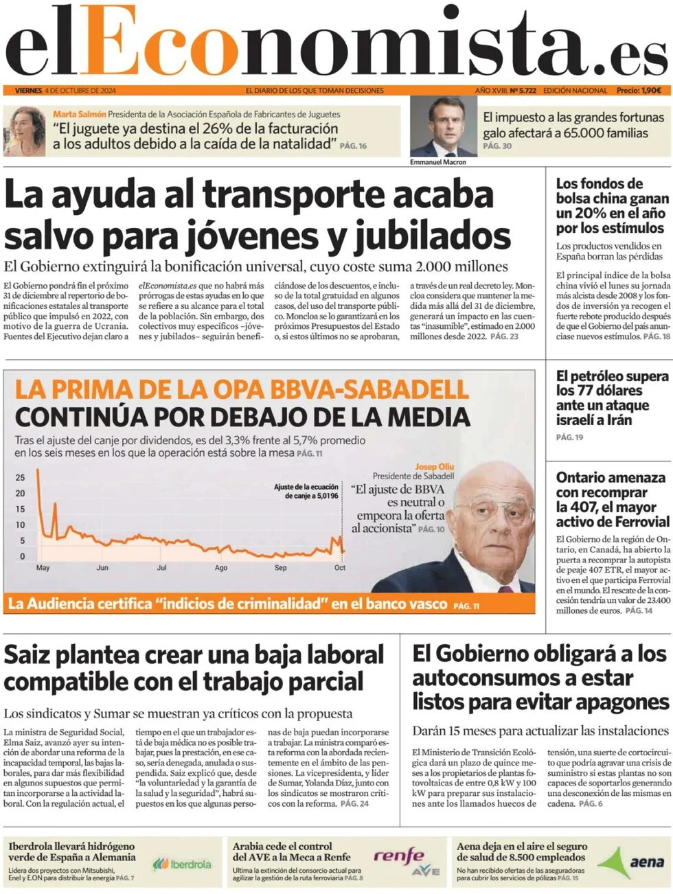 anteprima della prima pagina di el-economista del 04/10/2024