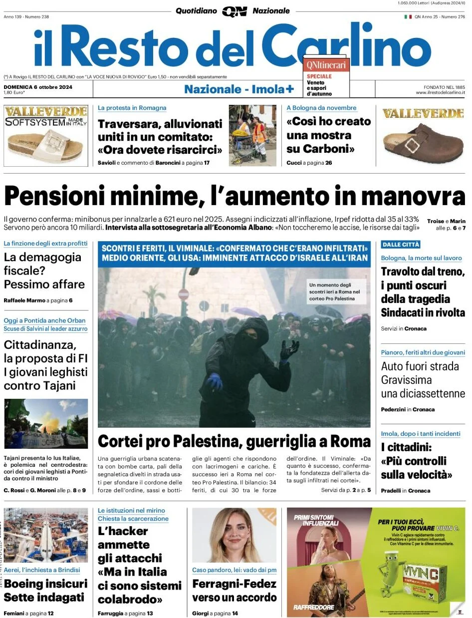 anteprima della prima pagina di il-resto-del-carlino del 06/10/2024