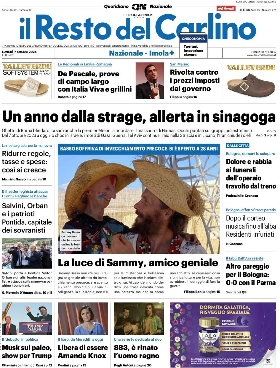 anteprima della prima pagina di il-resto-del-carlino del 07/10/2024