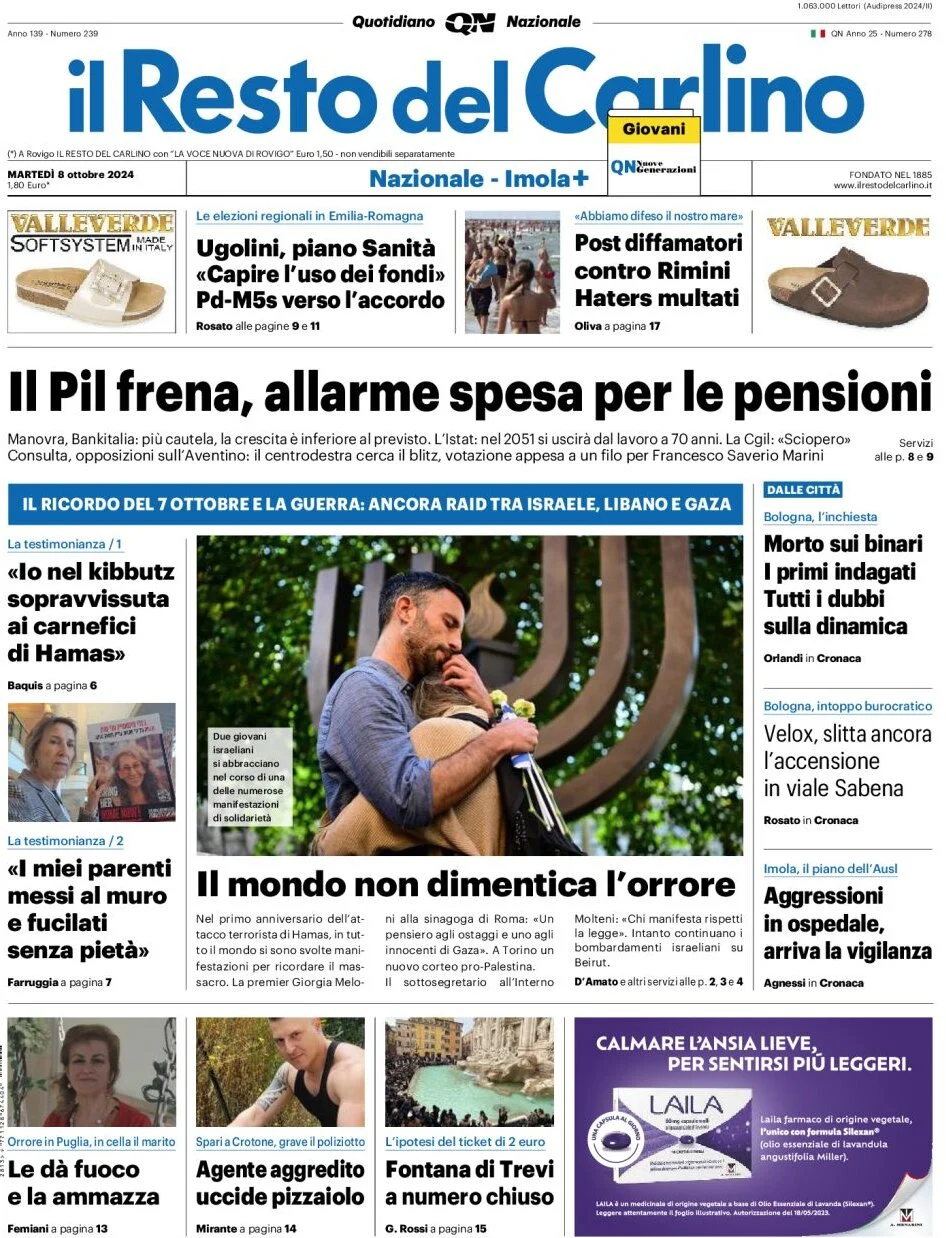 anteprima della prima pagina di il-resto-del-carlino del 08/10/2024