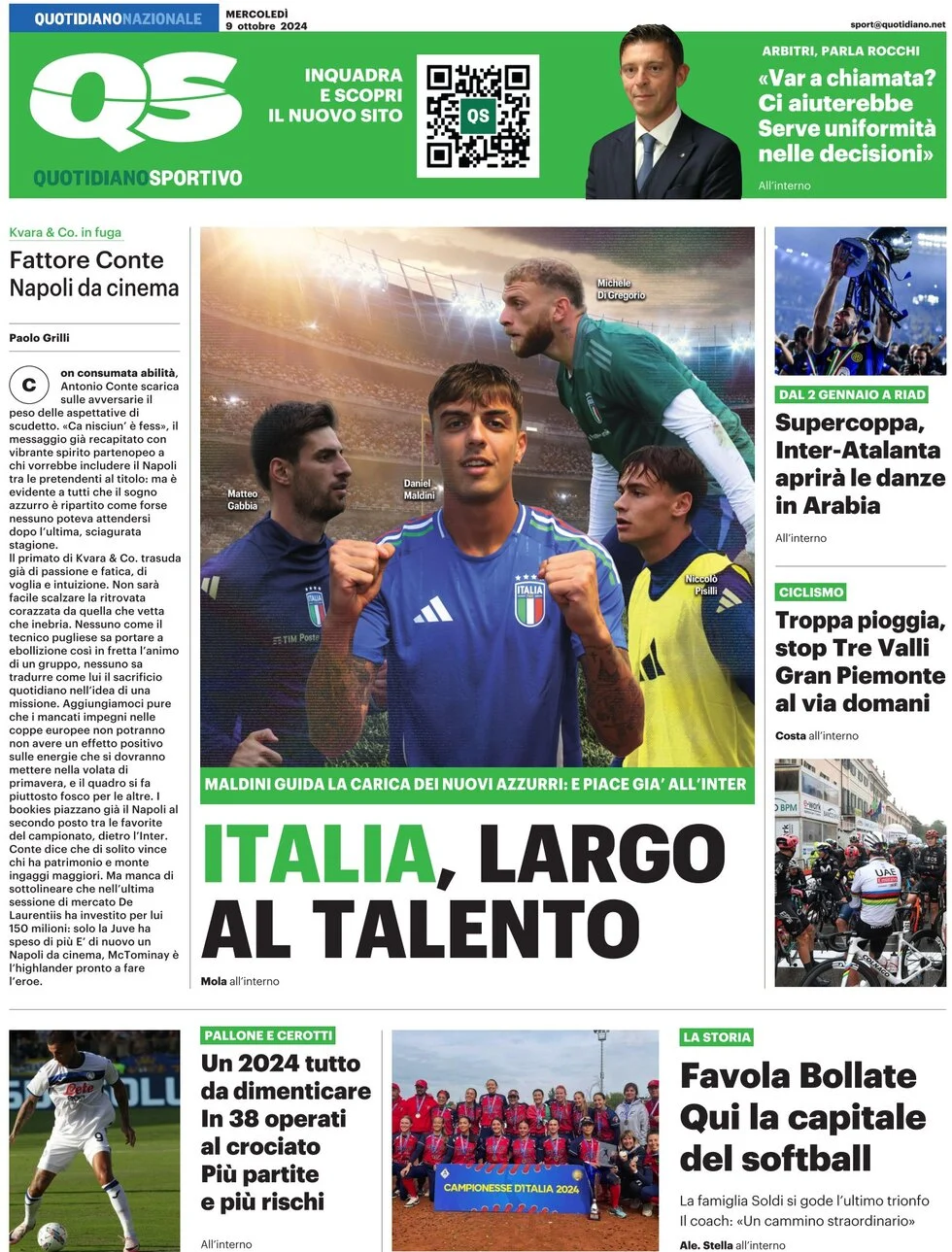 anteprima della prima pagina di qs-quotidiano-sportivo del 09/10/2024