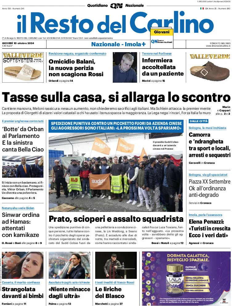 anteprima della prima pagina di il-resto-del-carlino del 10/10/2024