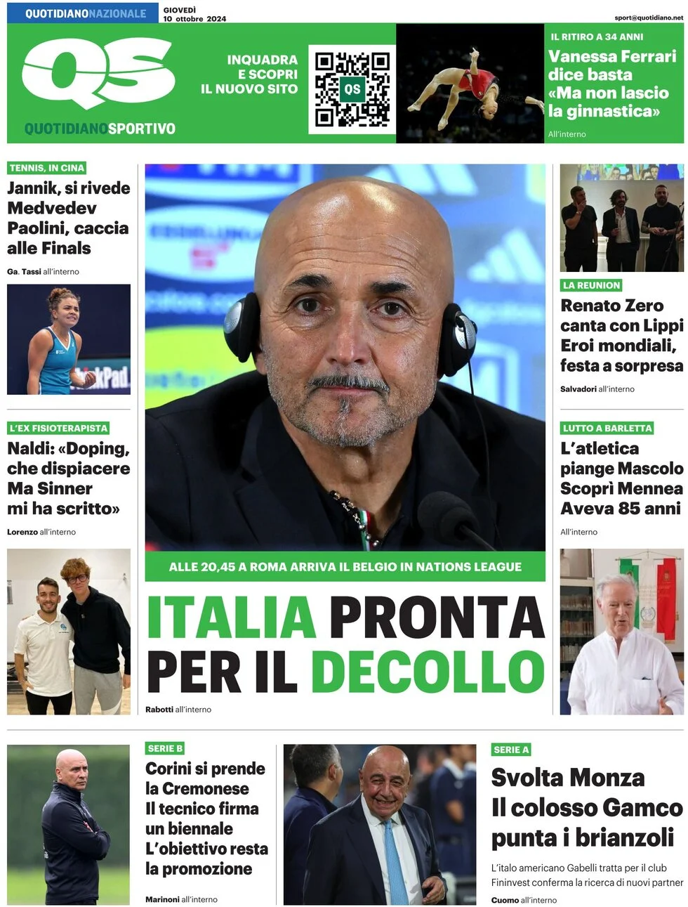 anteprima della prima pagina di qs-quotidiano-sportivo del 10/10/2024