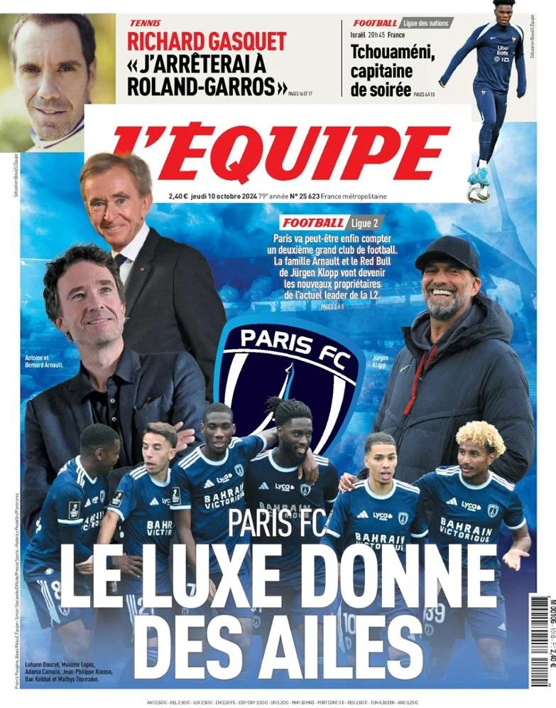 anteprima della prima pagina di lequipe del 10/10/2024