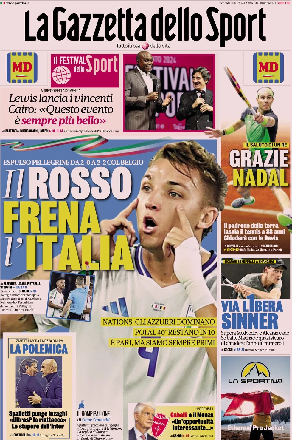 anteprima della prima pagina di la-gazzetta-dello-sport del 11/10/2024