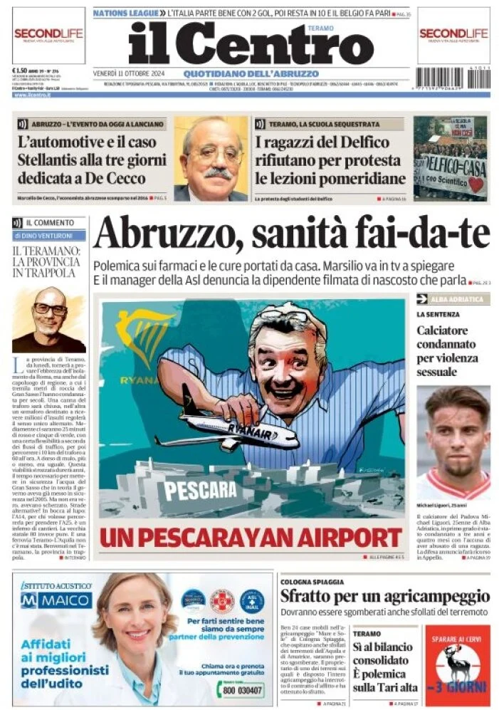 anteprima della prima pagina di il-centro-teramo del 11/10/2024