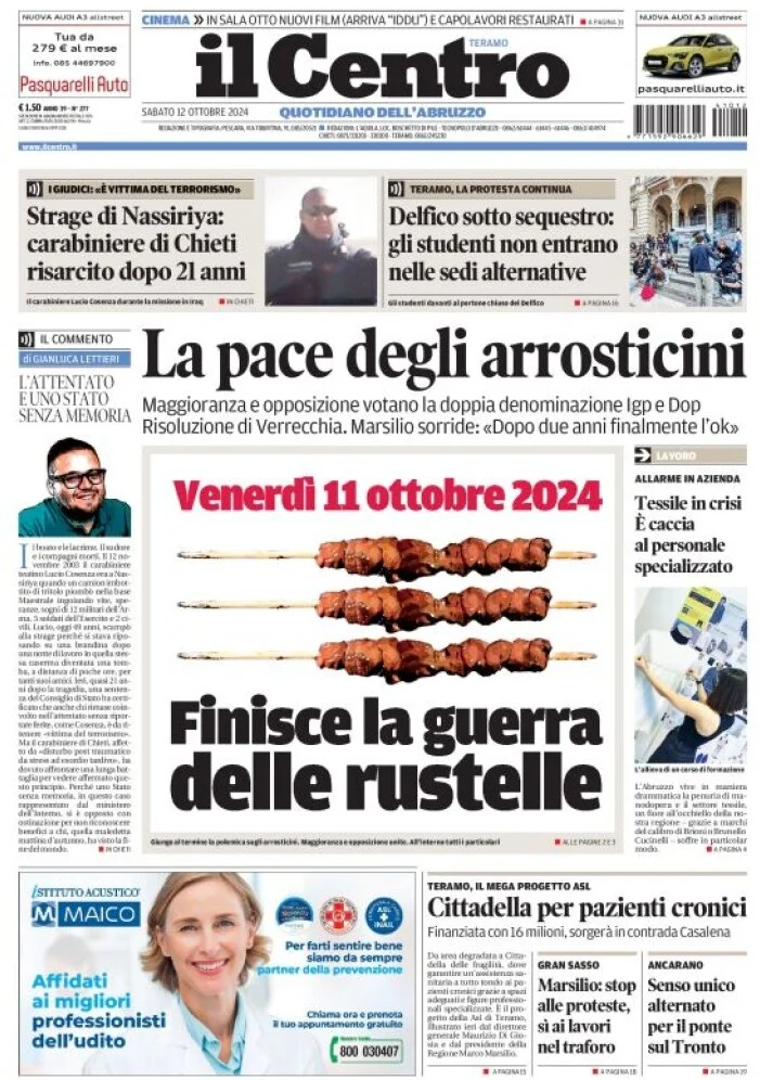 anteprima della prima pagina di il-centro-teramo del 12/10/2024