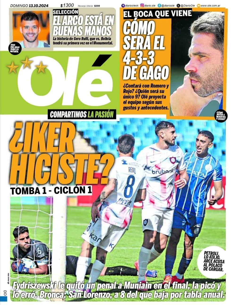 anteprima della prima pagina di ol del 13/10/2024