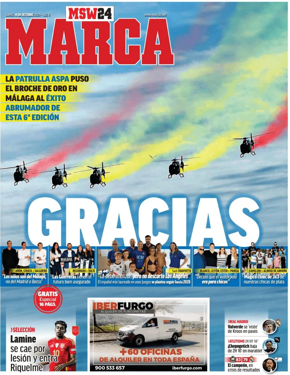 anteprima della prima pagina di marca del 14/10/2024