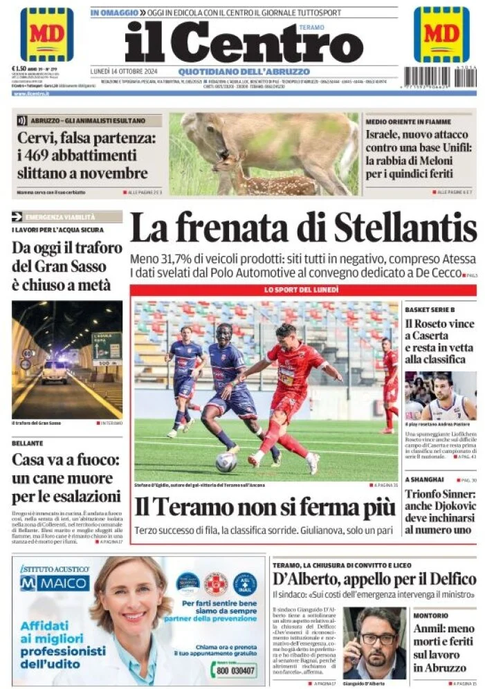 anteprima della prima pagina di il-centro-teramo del 14/10/2024