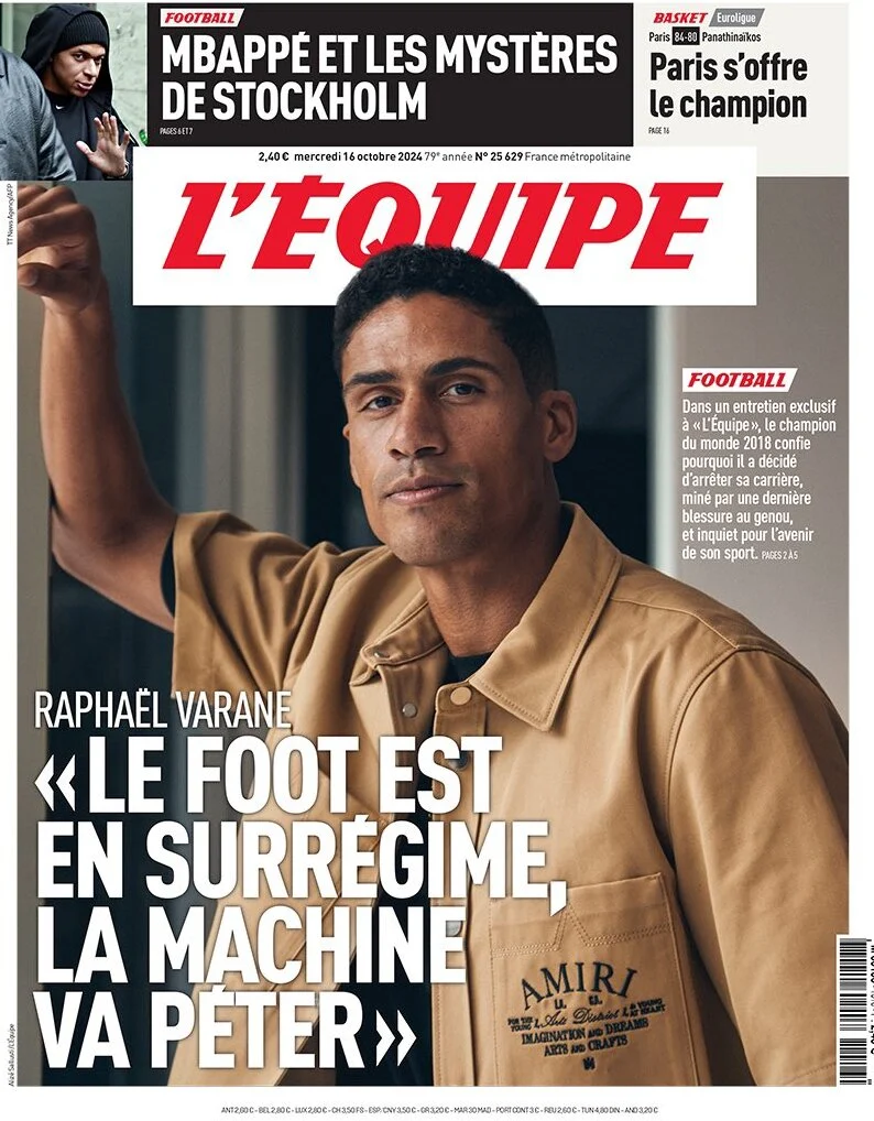 anteprima della prima pagina di lequipe del 16/10/2024