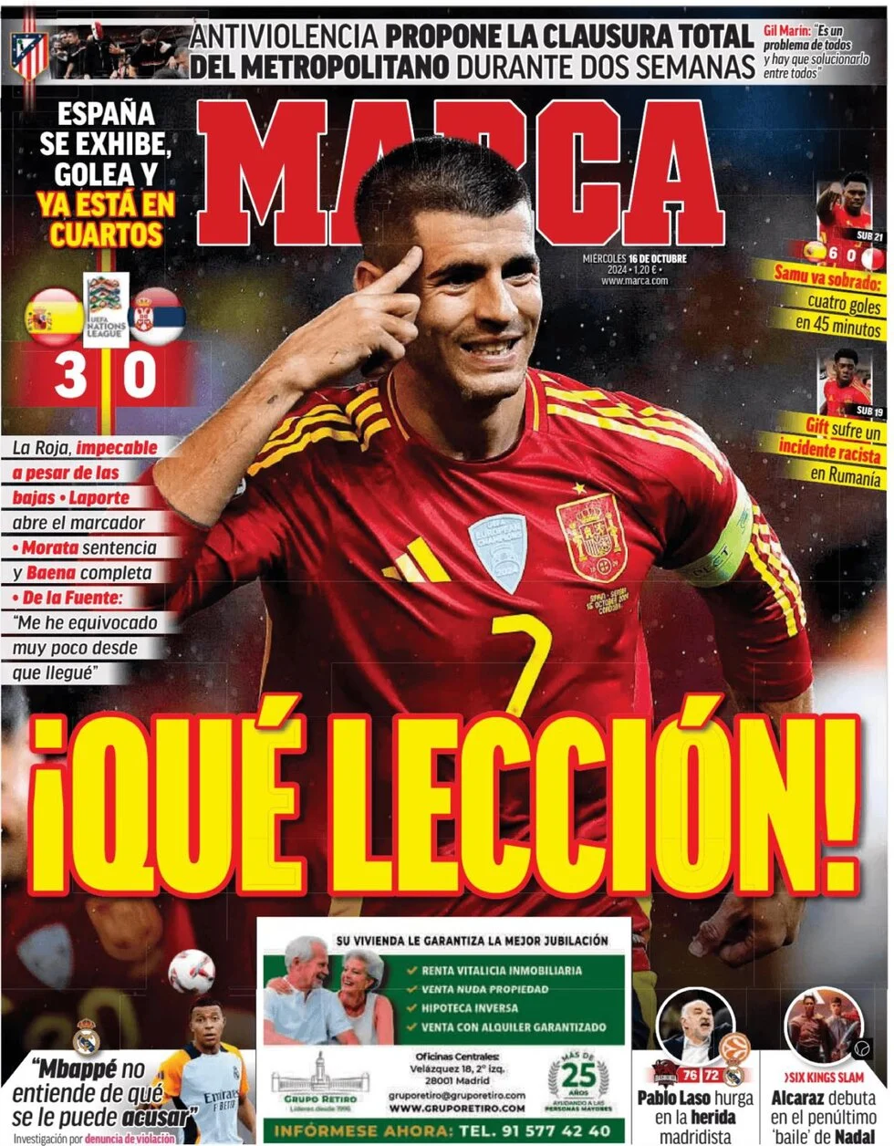 anteprima della prima pagina di marca del 16/10/2024