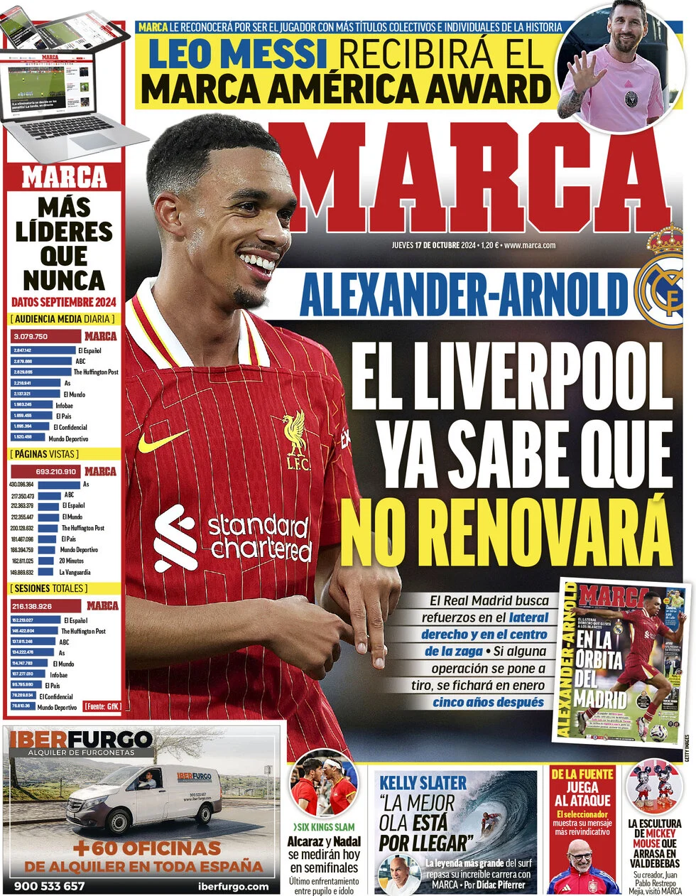 anteprima della prima pagina di marca del 17/10/2024