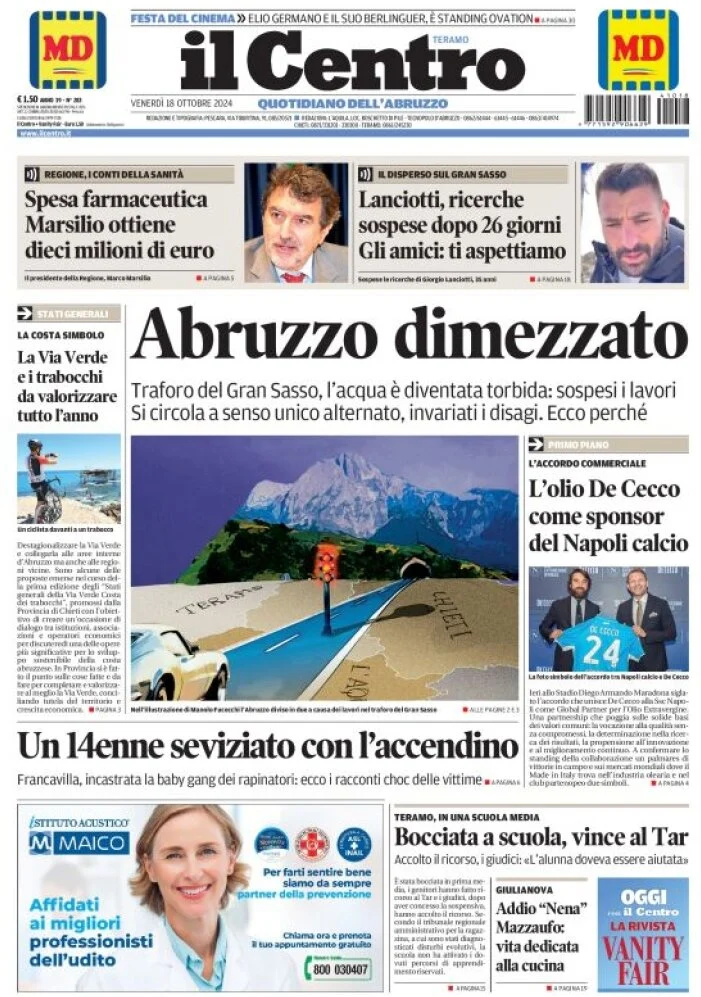 anteprima della prima pagina di il-centro-teramo del 18/10/2024