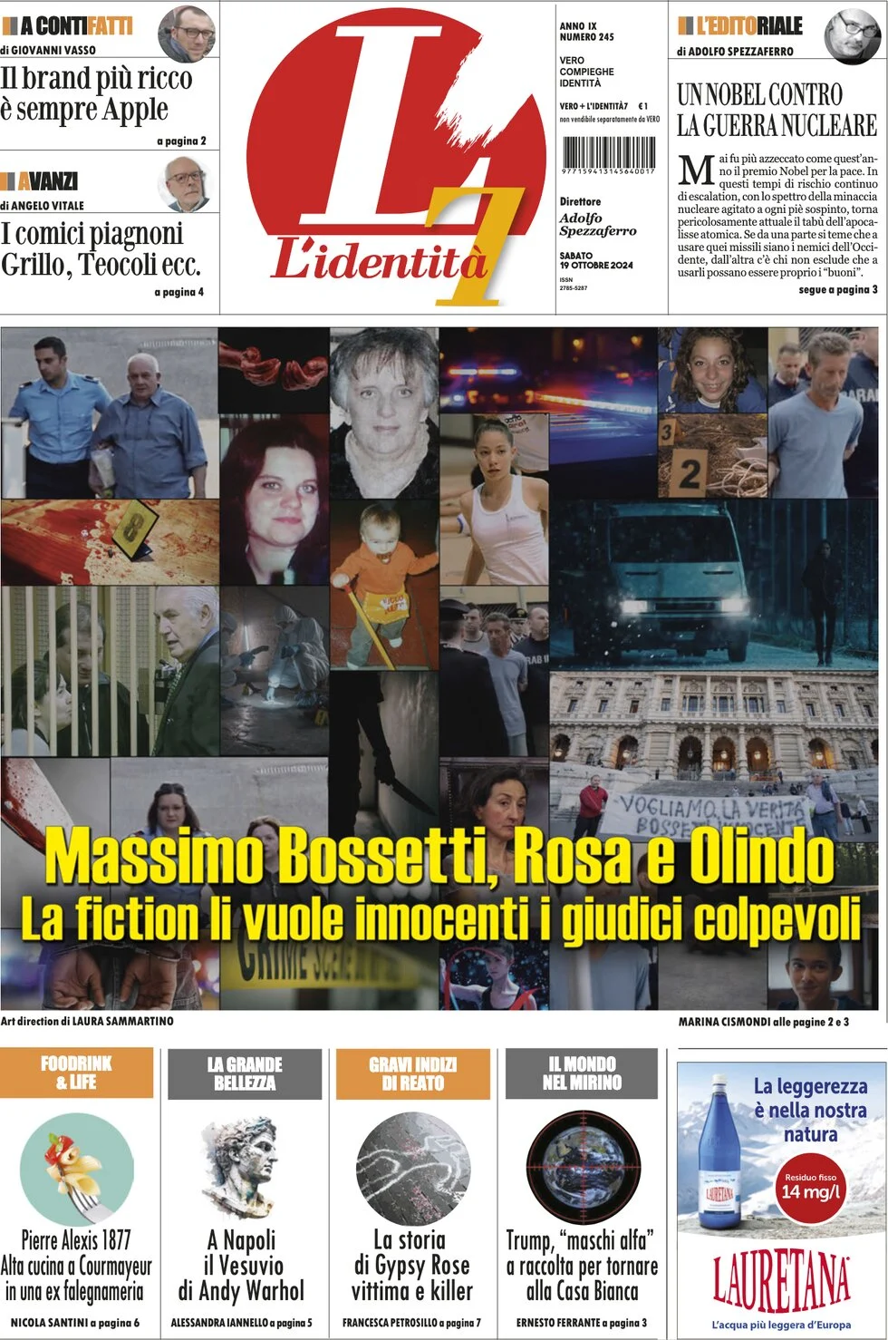 anteprima della prima pagina di lidentit del 19/10/2024