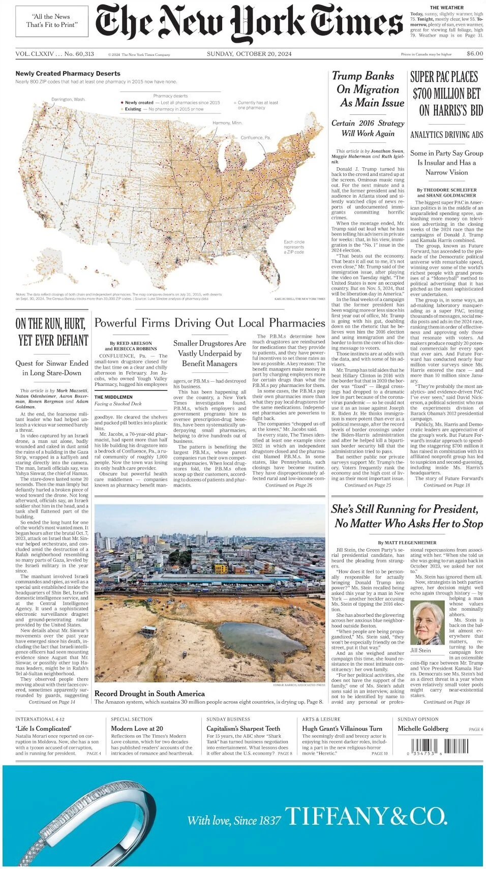 anteprima della prima pagina di the-new-york-times del 20/10/2024