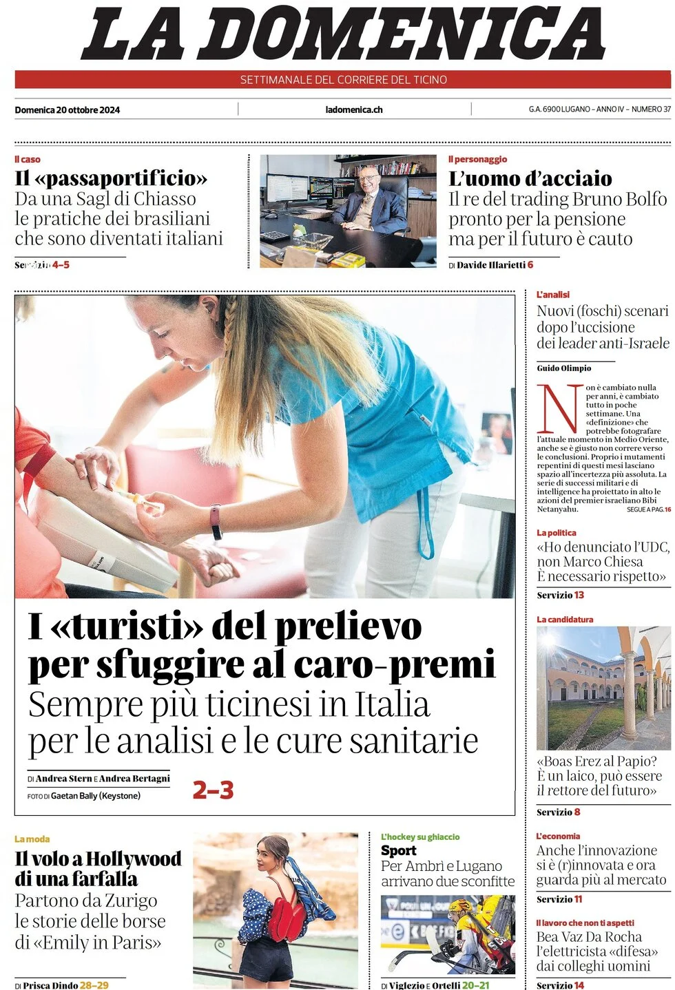 anteprima della prima pagina di corriere-del-ticino del 20/10/2024