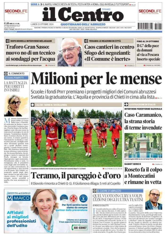anteprima della prima pagina di il-centro-teramo del 21/10/2024