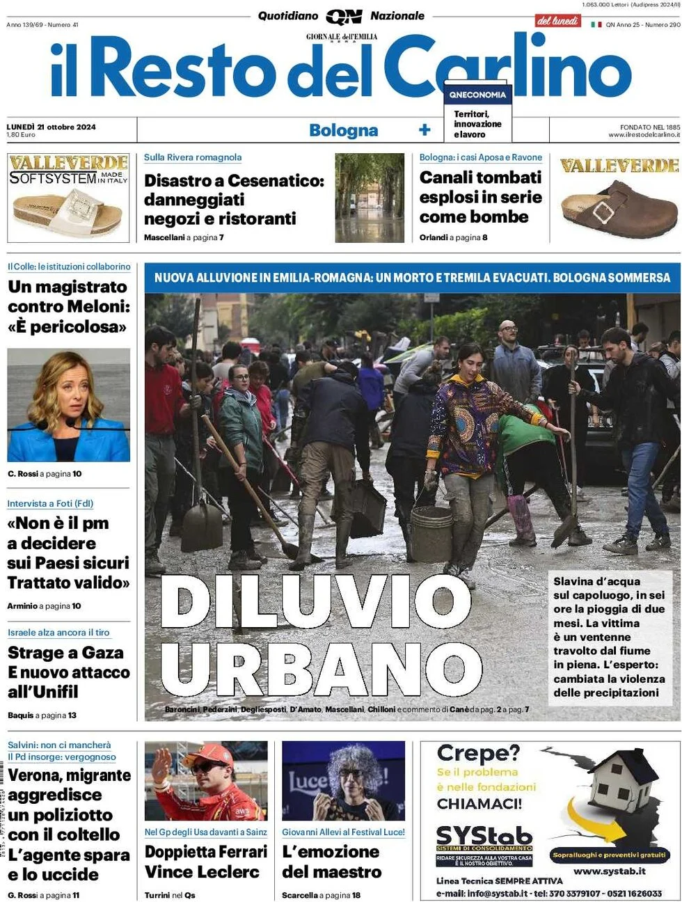 anteprima della prima pagina di il-resto-del-carlino del 21/10/2024