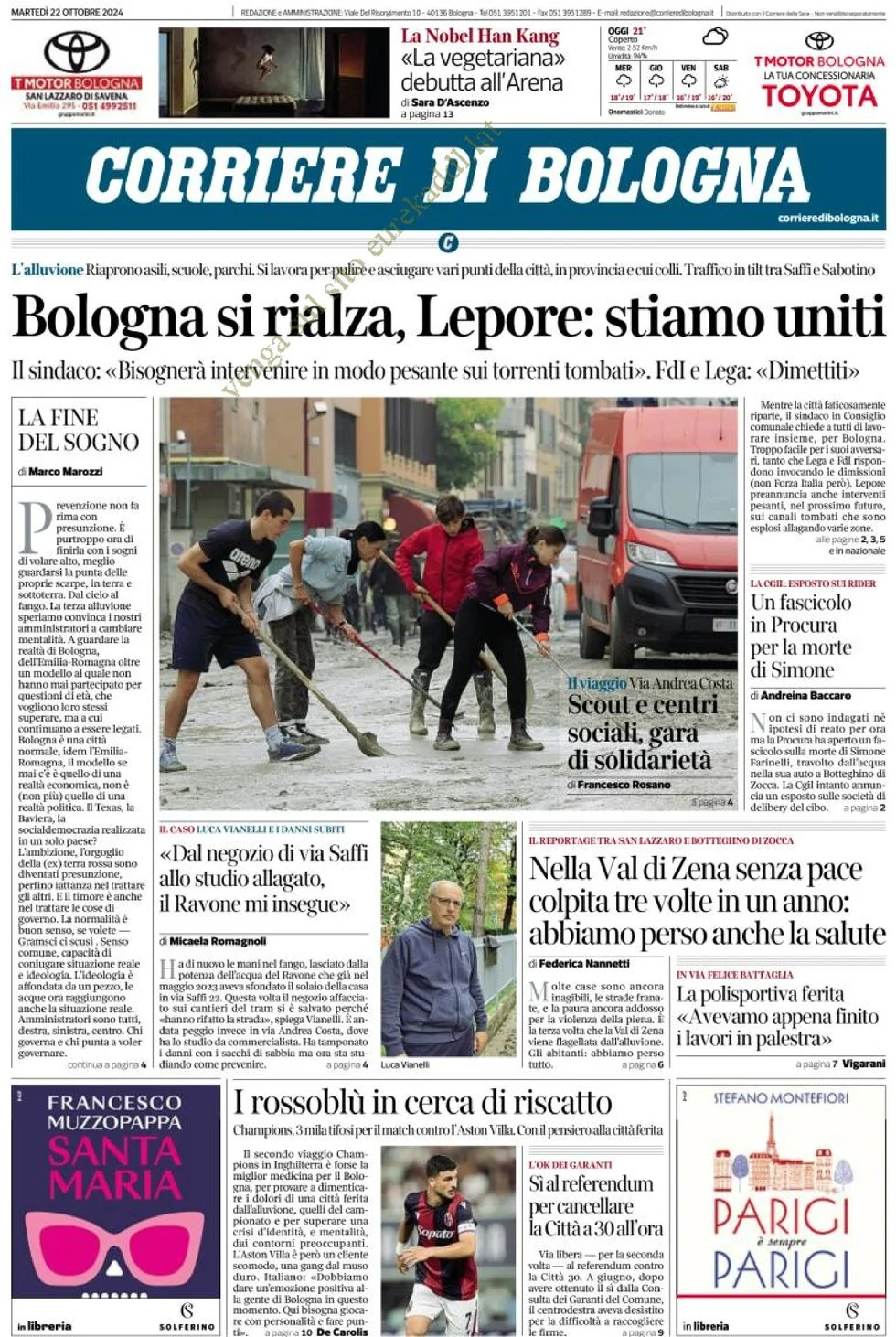 anteprima della prima pagina di Corriere di Bologna