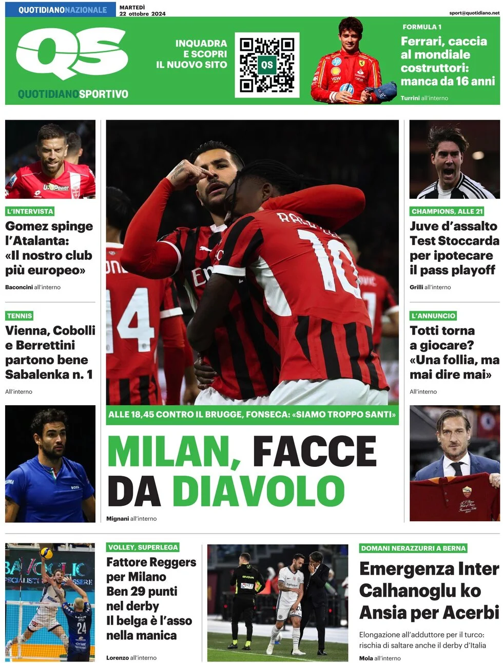 anteprima della prima pagina di QS Quotidiano Sportivo