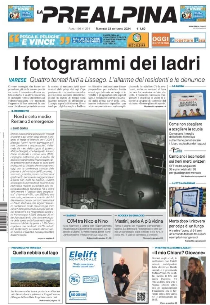 anteprima della prima pagina di La Prealpina