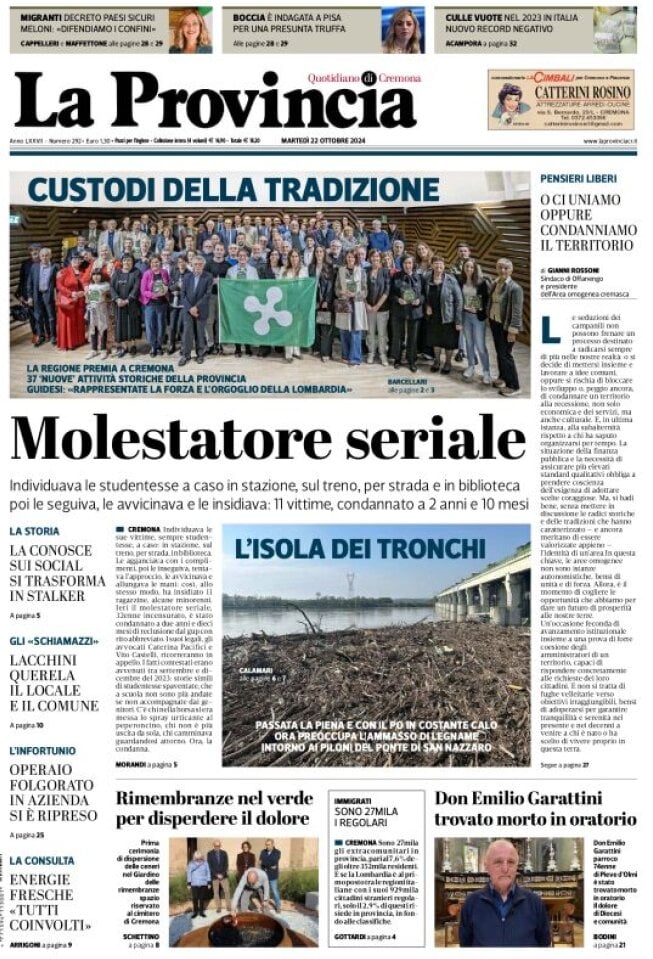 anteprima della prima pagina di La Provincia di Cremona