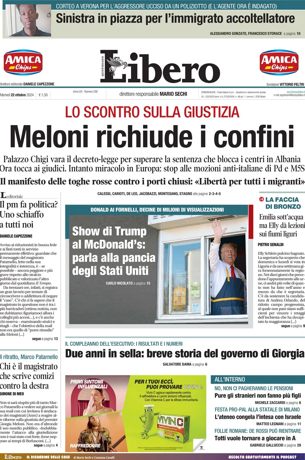 anteprima della prima pagina di Libero Quotidiano