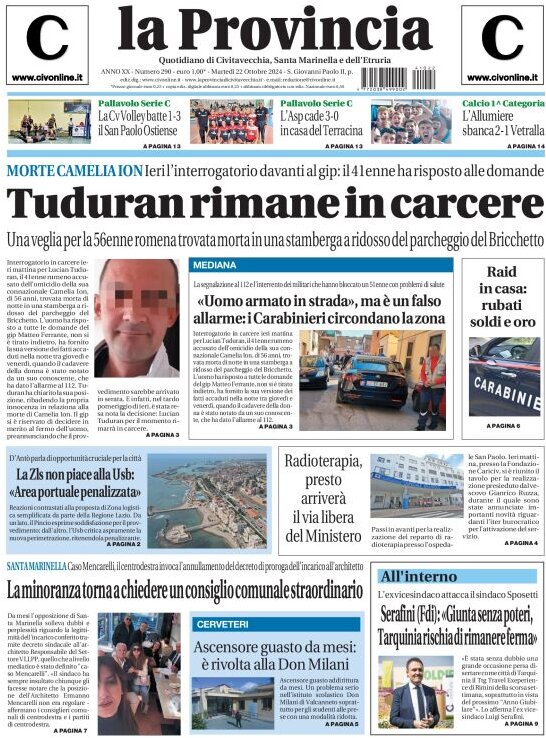 anteprima della prima pagina di La Provincia di Civitavecchia