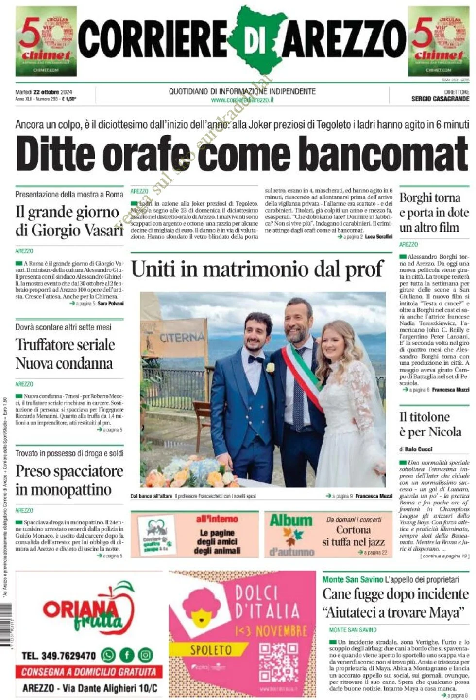 anteprima della prima pagina di Corriere di Arezzo