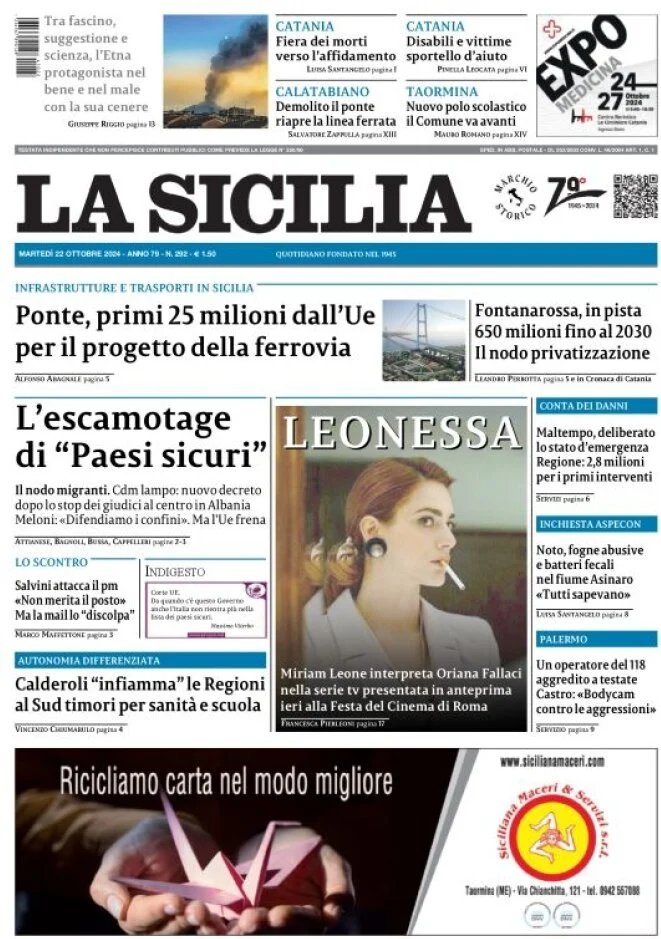 anteprima della prima pagina di La Sicilia