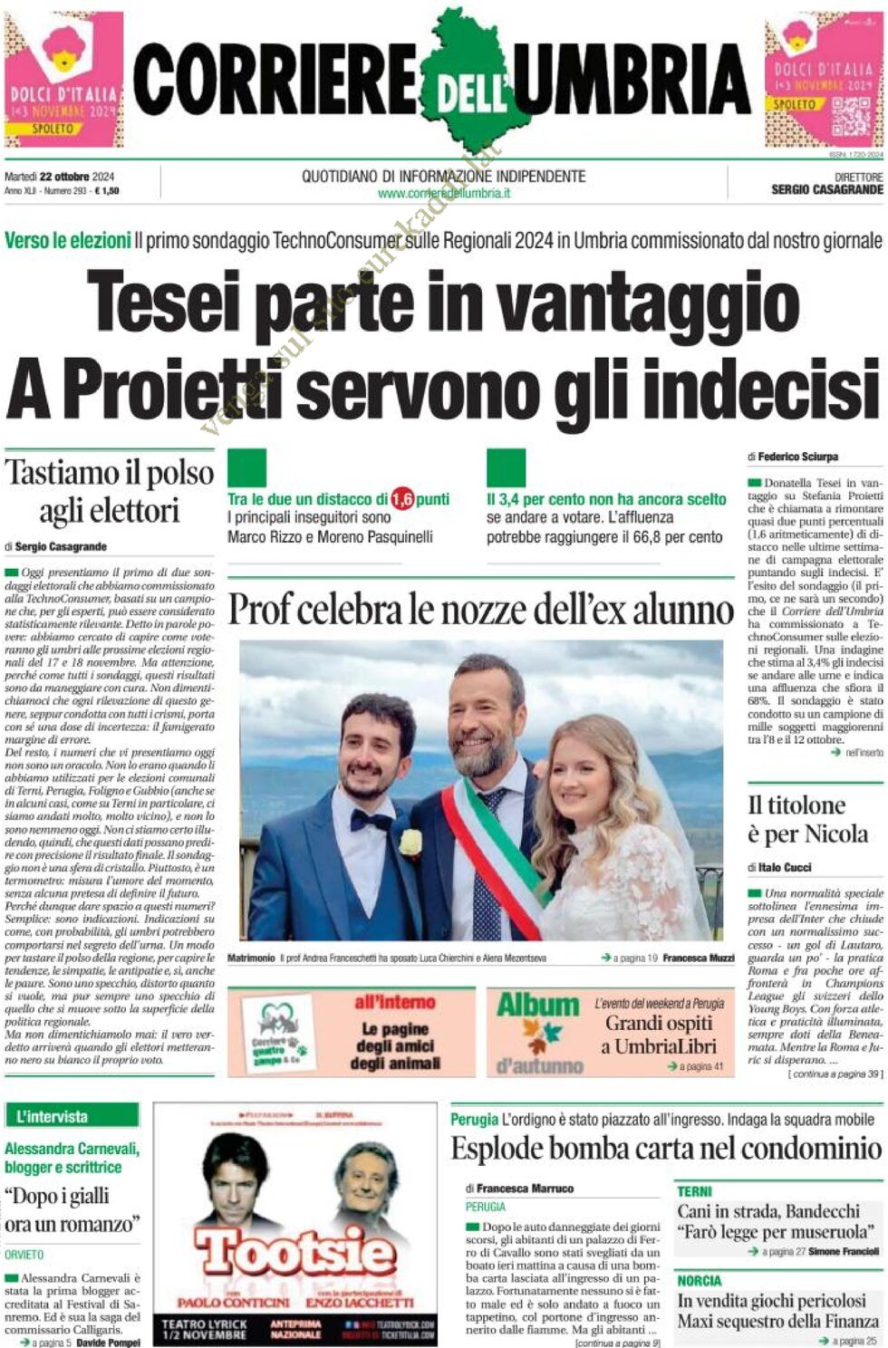 anteprima della prima pagina di Corriere dell'Umbria