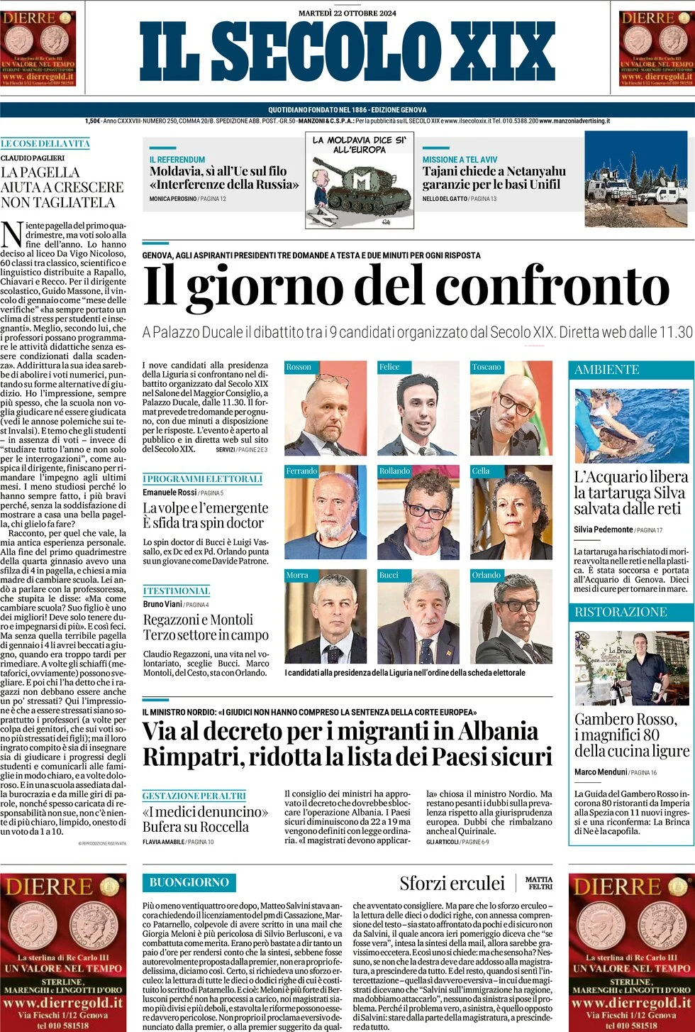 anteprima della prima pagina di Il Secolo XIX