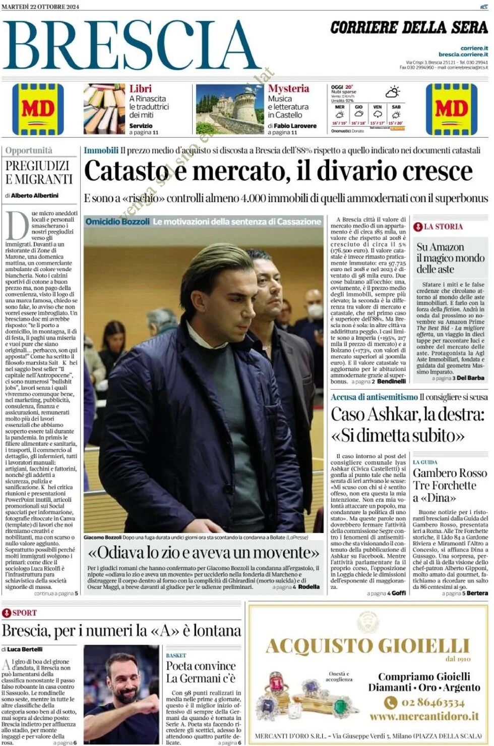 anteprima della prima pagina di Corriere della Sera (Brescia)