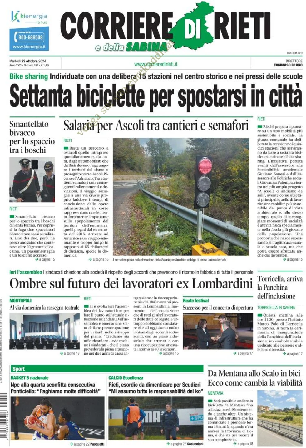 anteprima della prima pagina di Corriere di Rieti e della Sabina