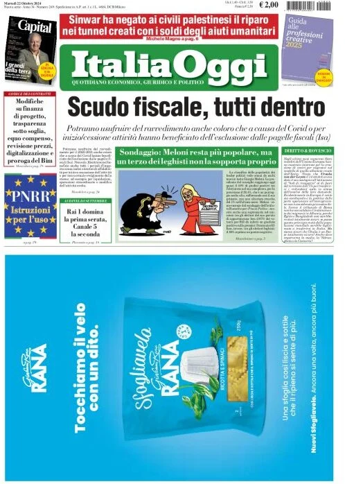 anteprima della prima pagina di ItaliaOggi