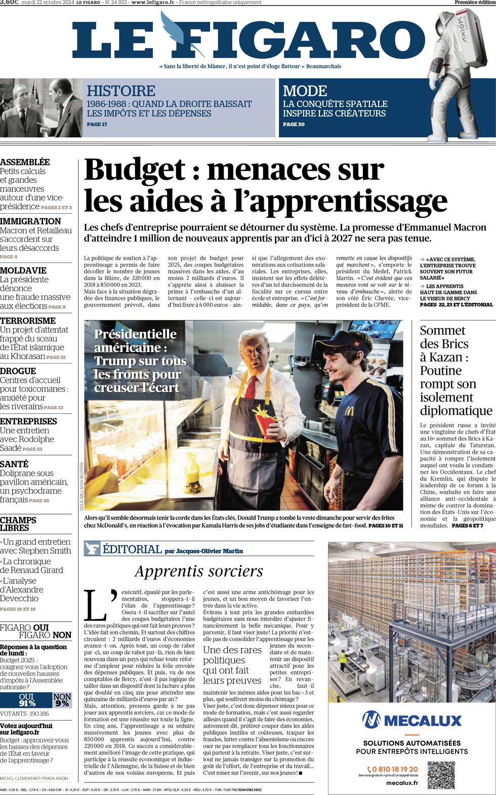 anteprima della prima pagina di Le Figaro