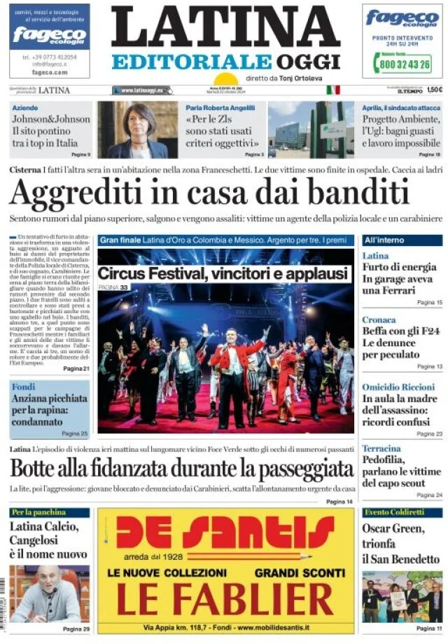 anteprima della prima pagina di Latina Editoriale Oggi