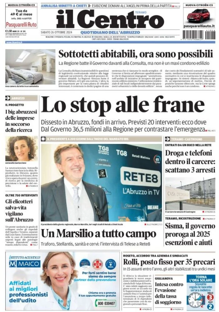 anteprima della prima pagina di il-centro-teramo del 26/10/2024