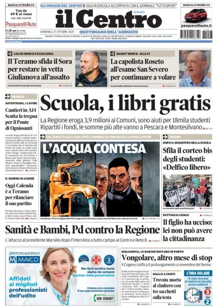 anteprima della prima pagina di il-centro-teramo del 27/10/2024