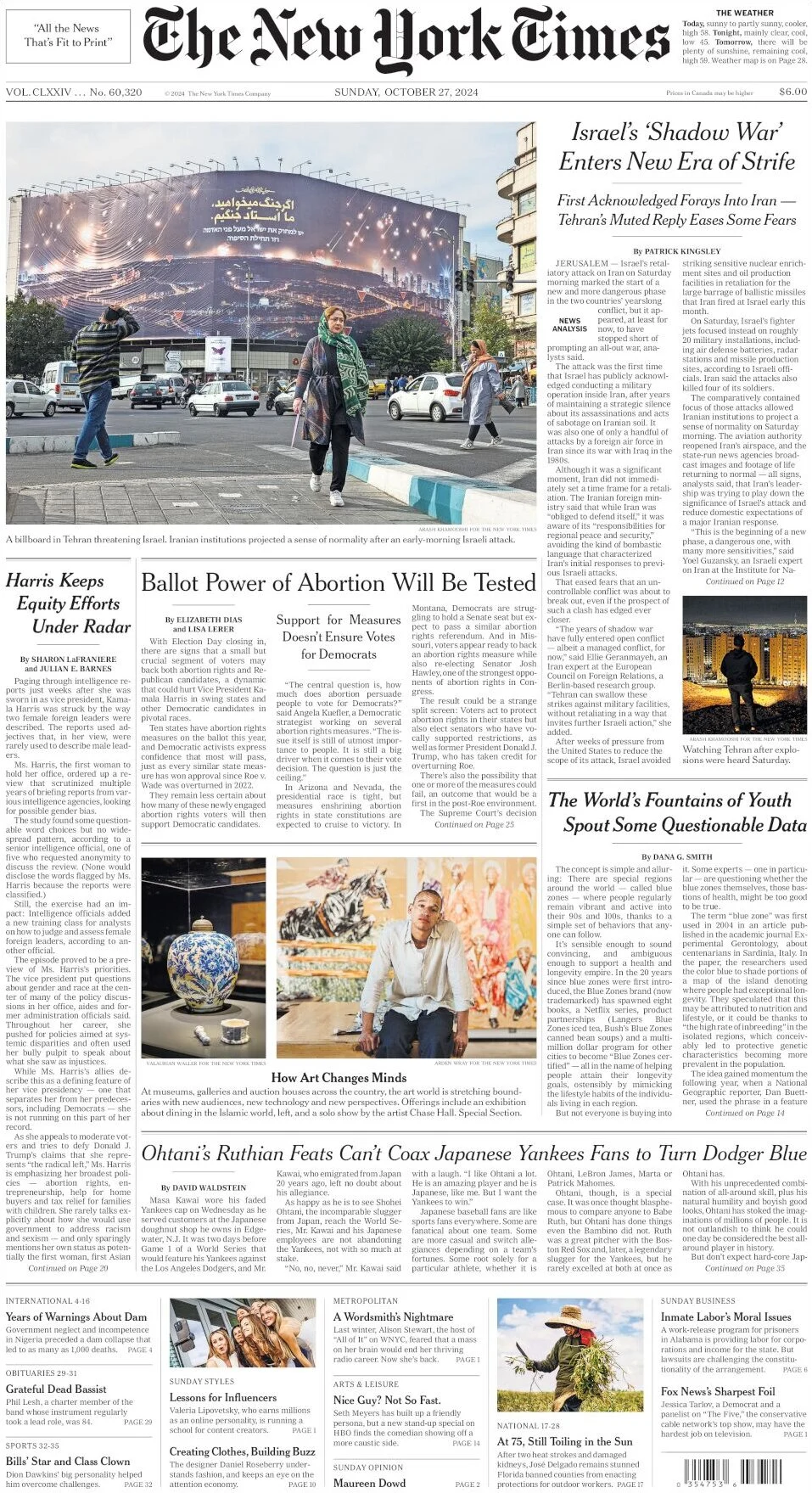 anteprima della prima pagina di the-new-york-times del 27/10/2024